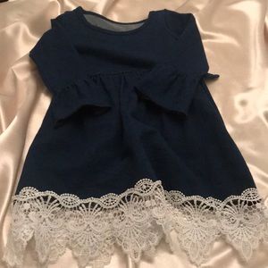 Girls 4T Denim & Lace Long Sleeve Dress